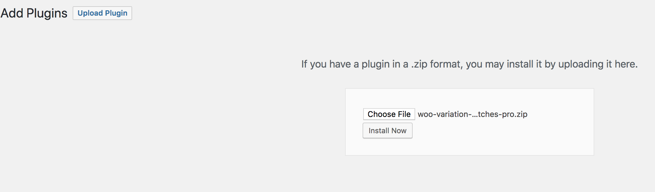 Uploading Woo Variation Swatches Pro