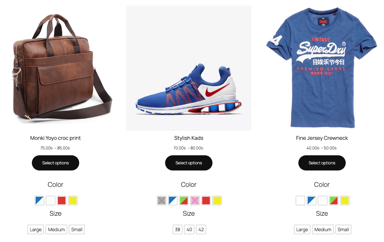 Attribute display full on shop page