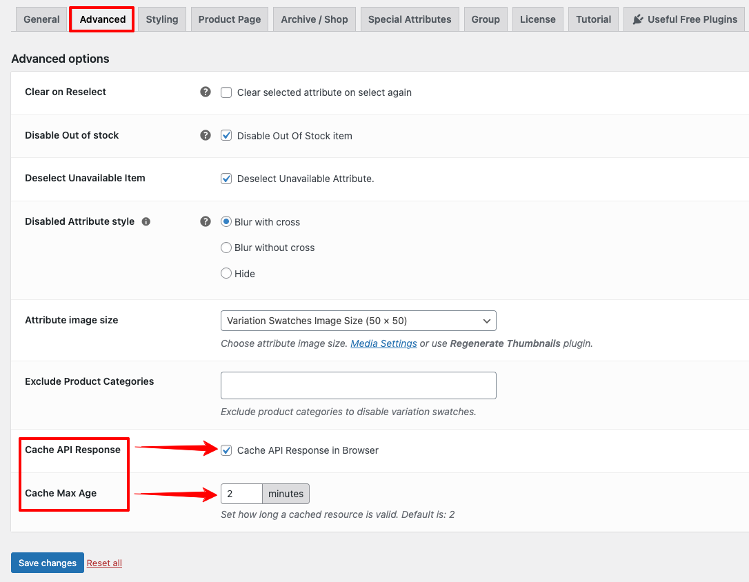 Cache API response enable