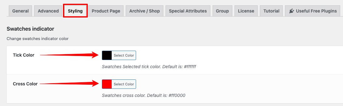 Change swatches indicator color