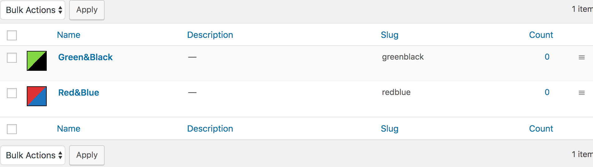 Dual color variations created