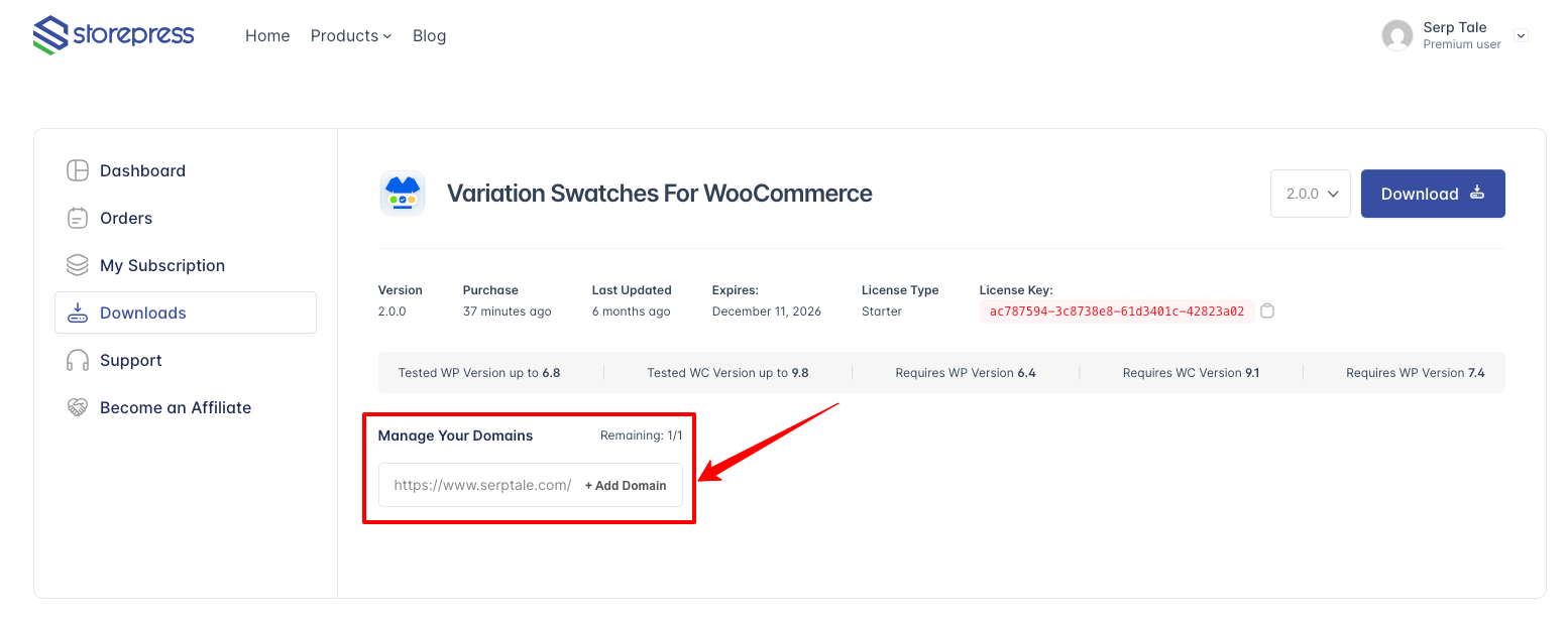 Enter domain name to get automatic update