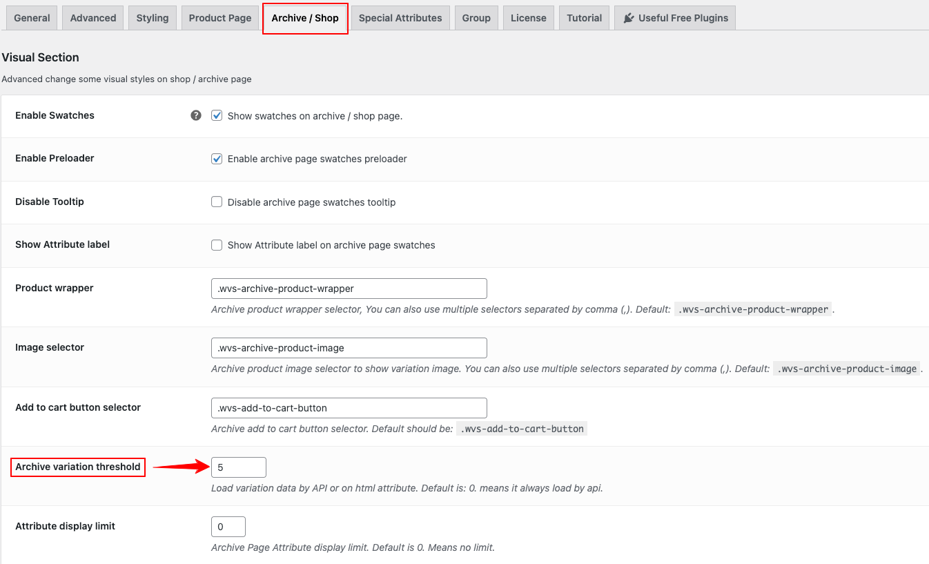 archive variation threshold selection