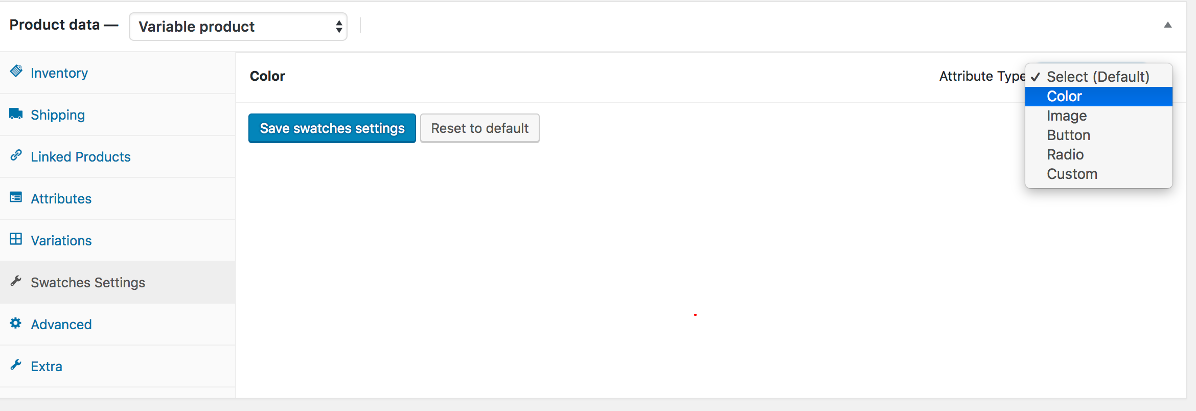 color type as attribute