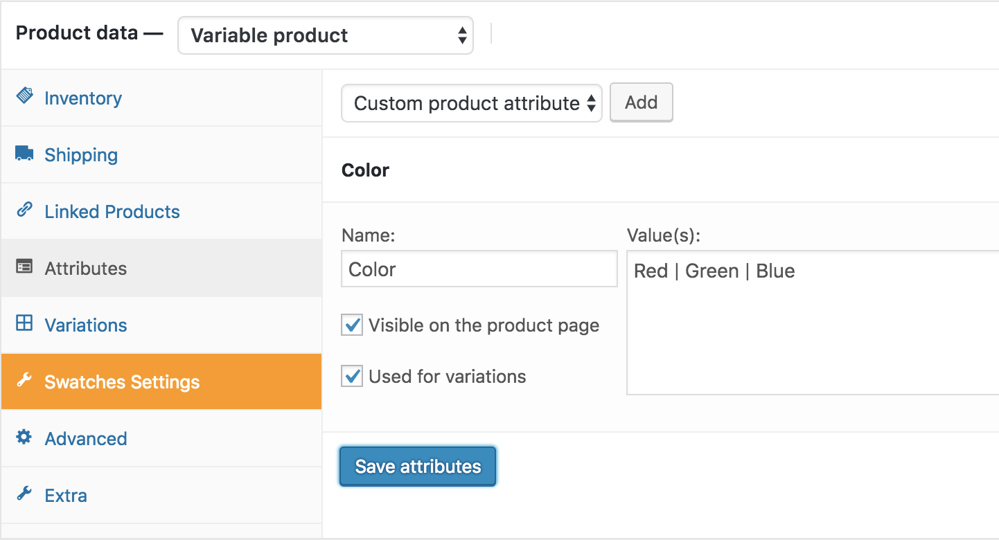 color variations separated by pipes