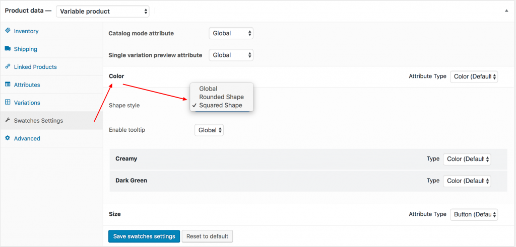 color with squared shape
