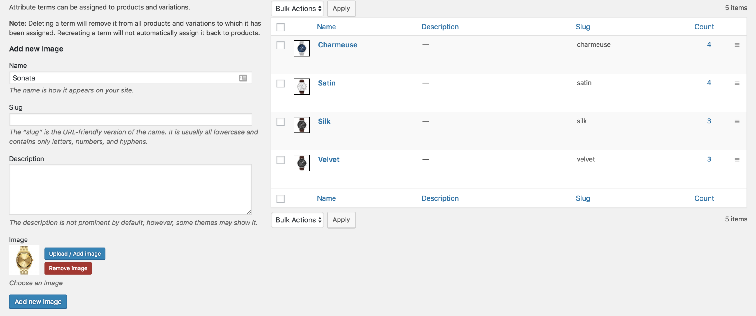 create attribute variations