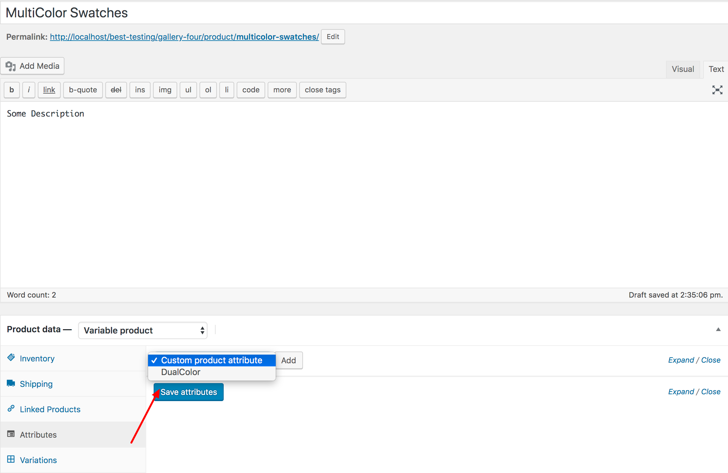 dual-color-attribute-selection