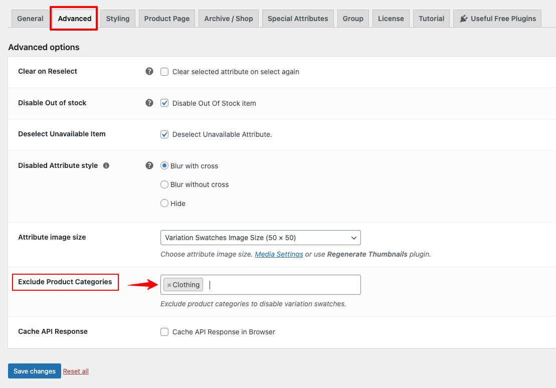 exclude product categories
