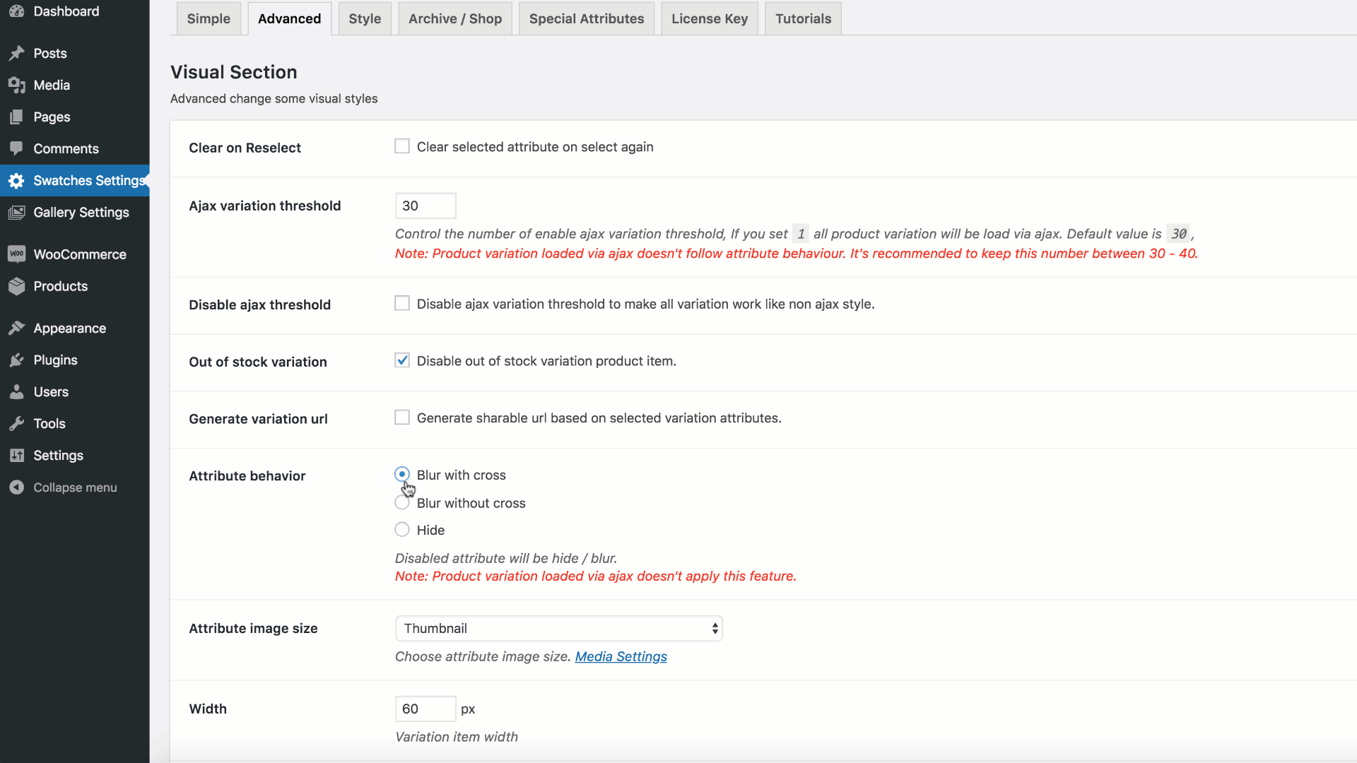 hide preview more than 30 variations