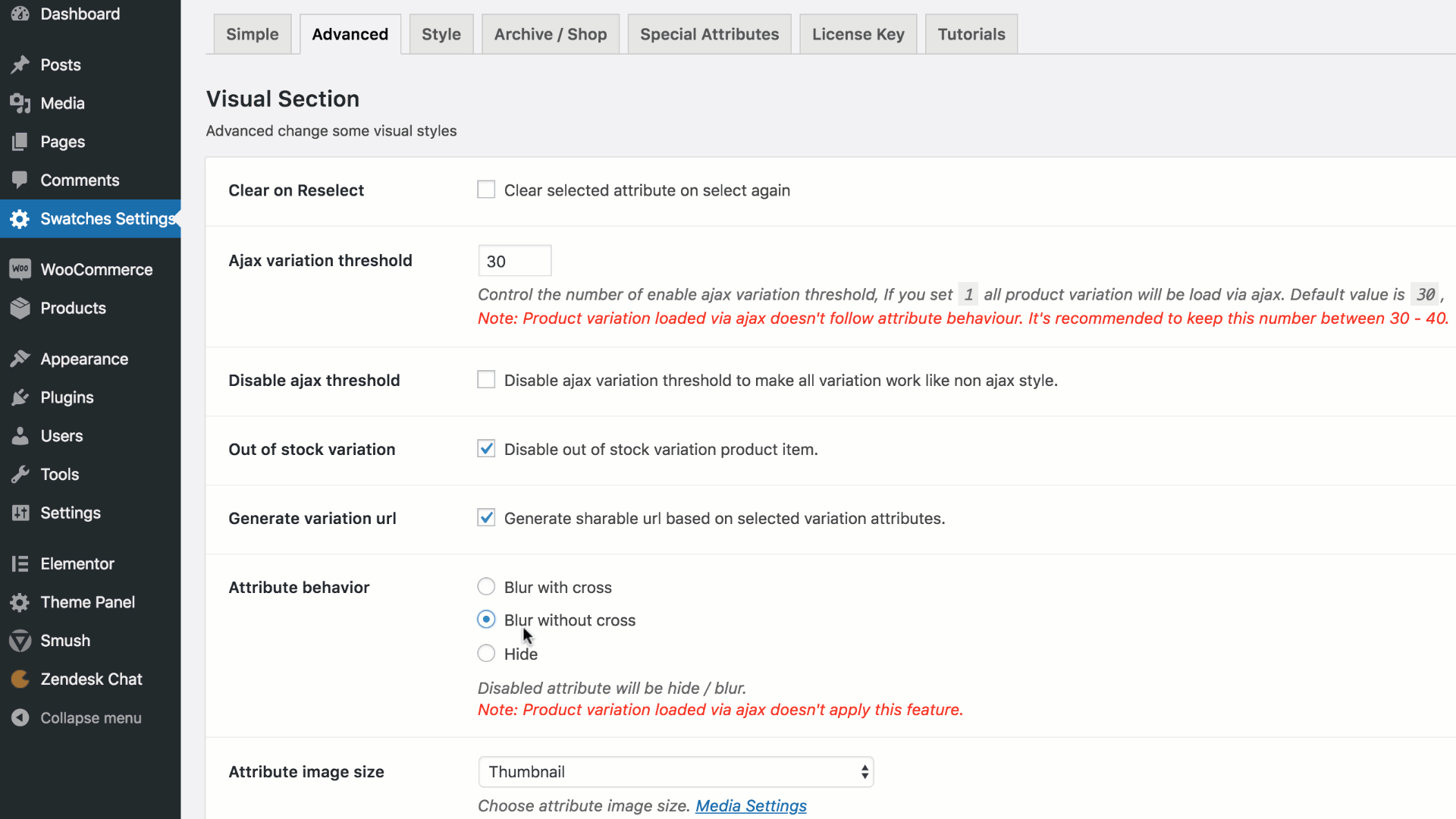 hide preview upto 30 variations