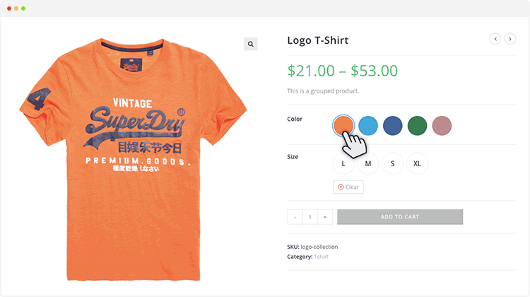 image changes by selecting single attribute