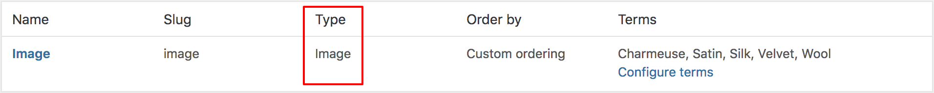 image type instead of select type