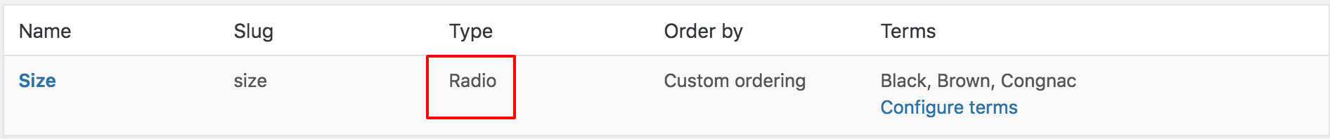 radio type displying with red marked