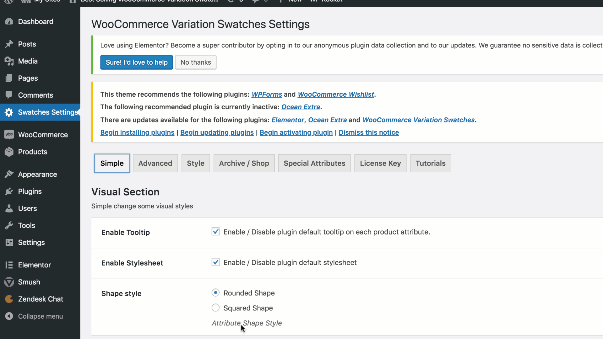 round and square swatches