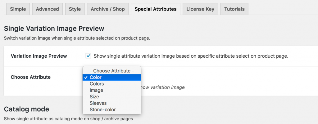 selecting color attribute from special attribute