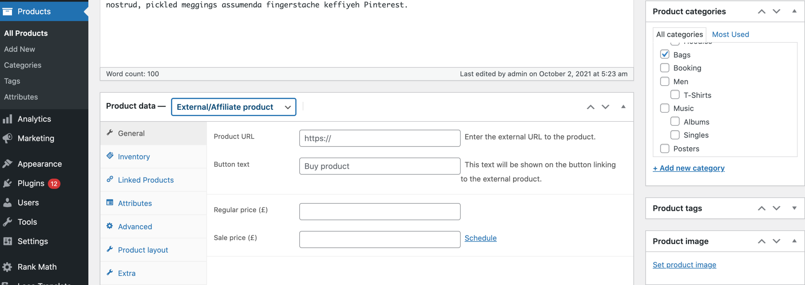 set product image from affiliate product