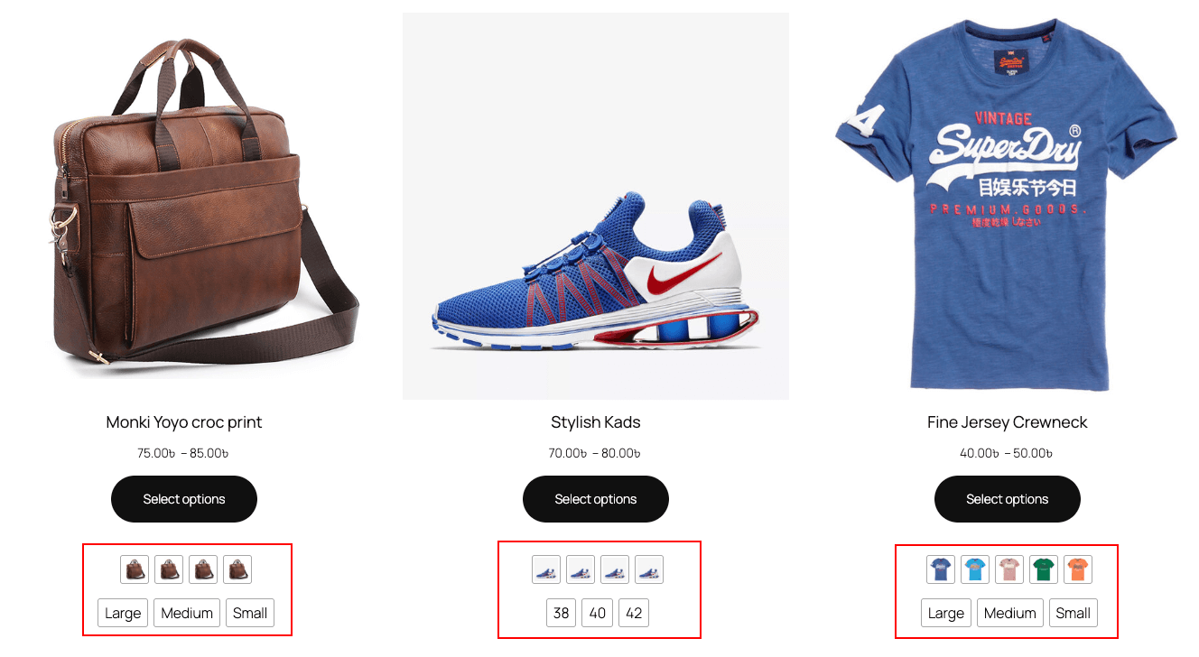 shop page without attribute label