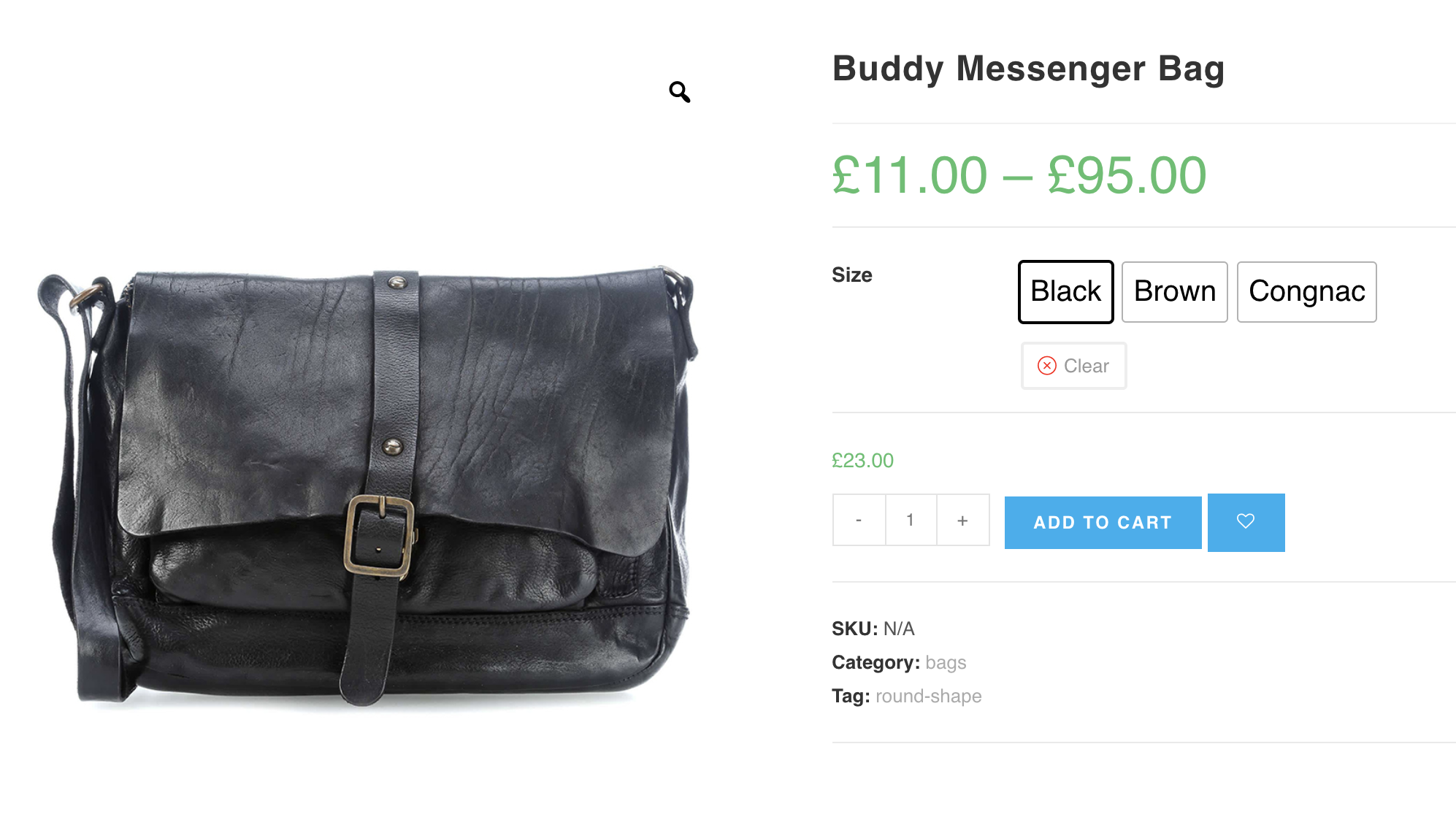 size attribute with button swathces