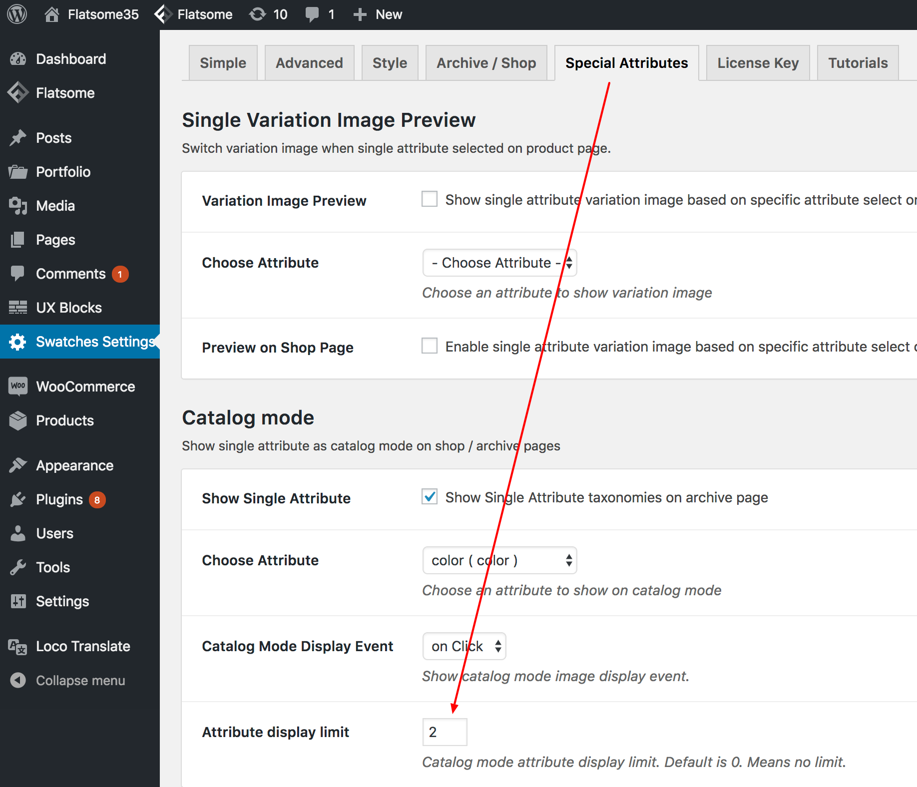 special attribute setup