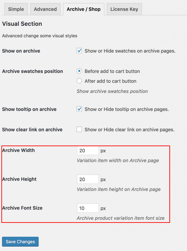 swatches customization archive
