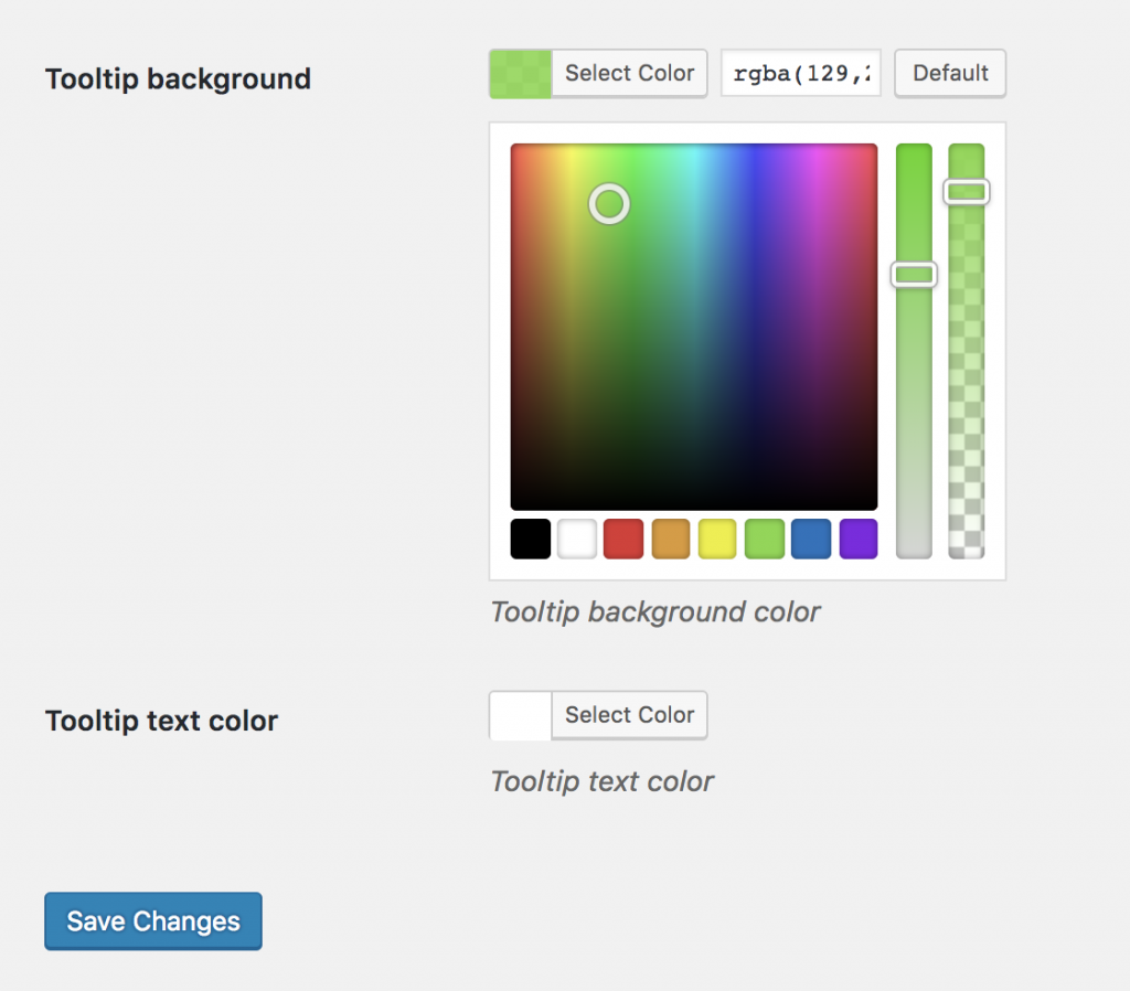 tooltip background color selection