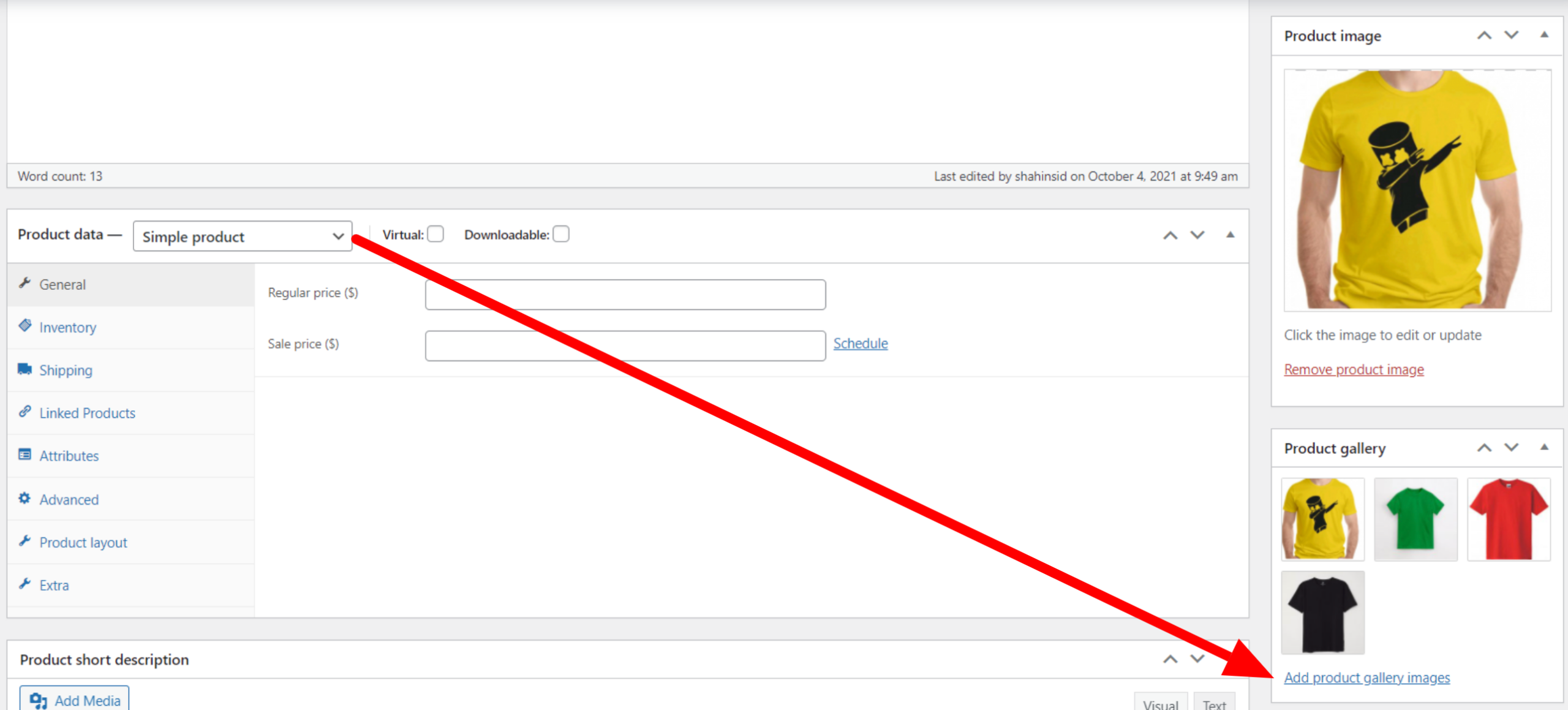 Add product gallery images link