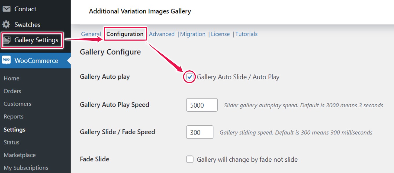 Enable Auto Slide For Product Gallery