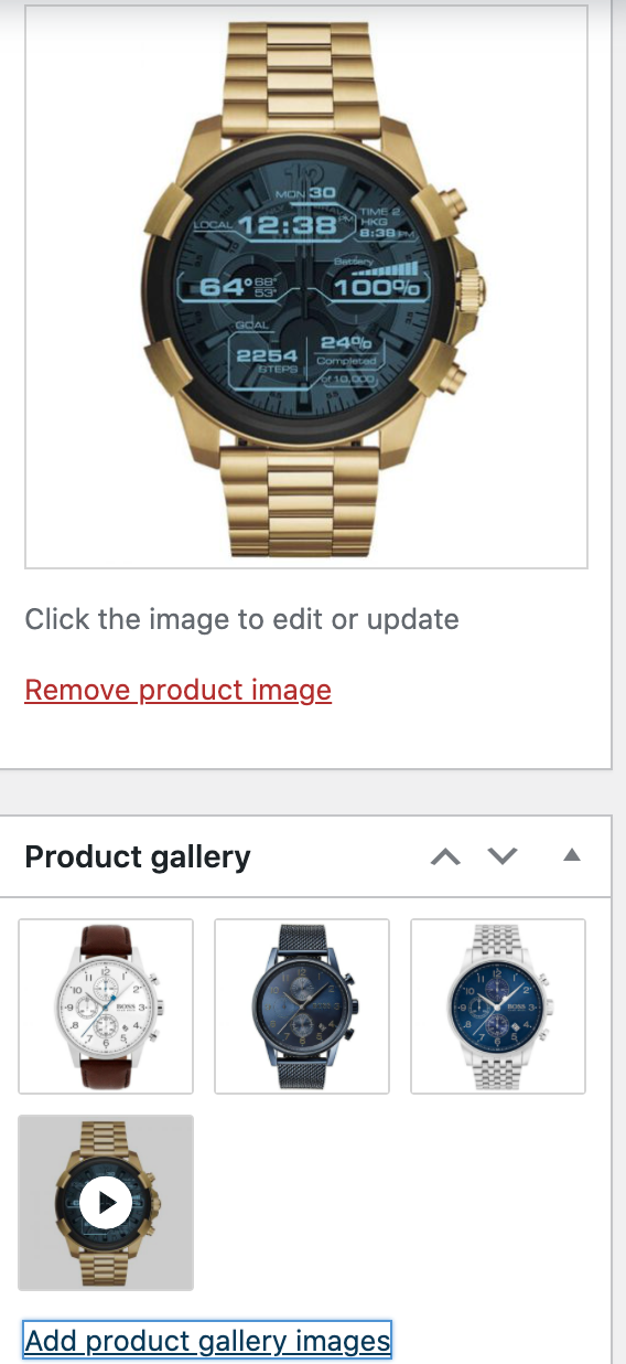 Gallery area after adding the video link