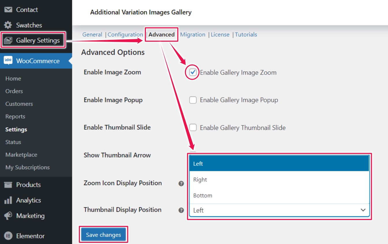 Product Image Zoom & Display Position