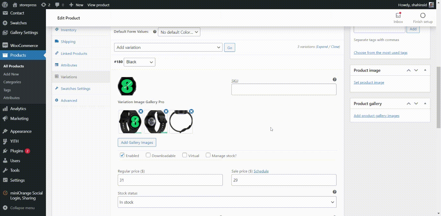 Reorder additional variation images