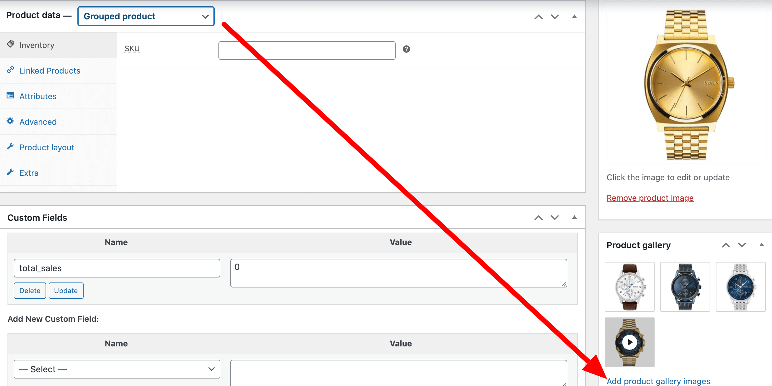 Upload YouTube Video In The Grouped Product Image Gallery