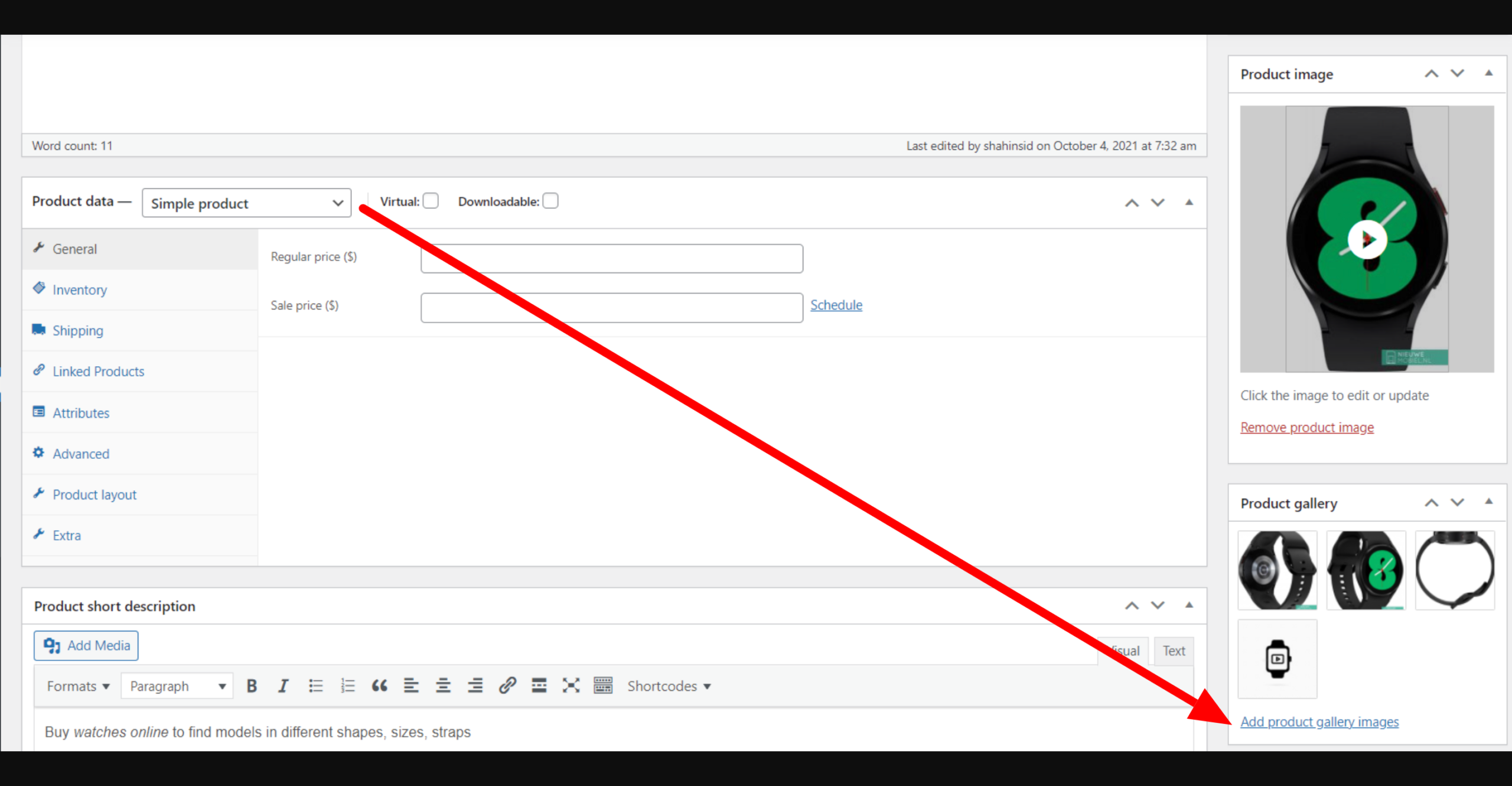Upload YouTube Video In The Product Simple Gallery