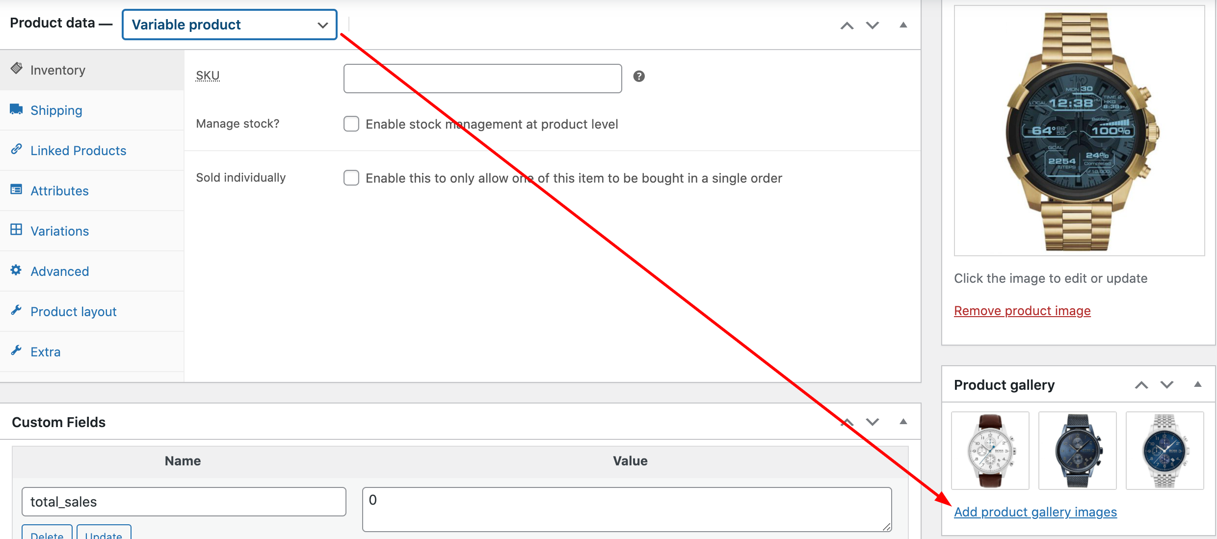 Upload YouTube Video In The Variable Product Image Gallery