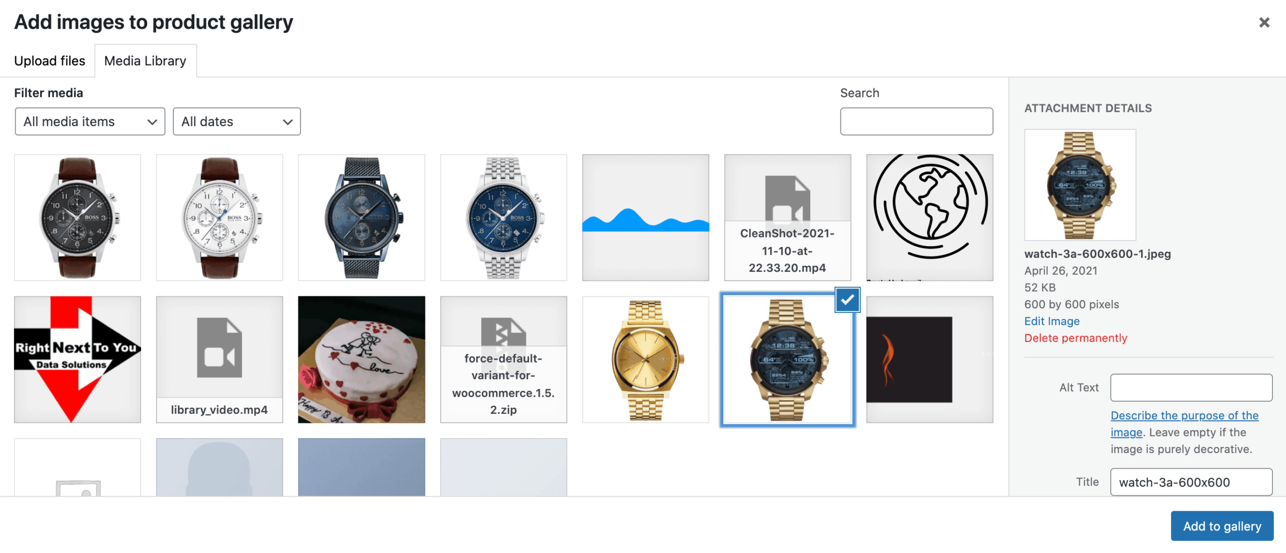 select thumbnail image to show featured image