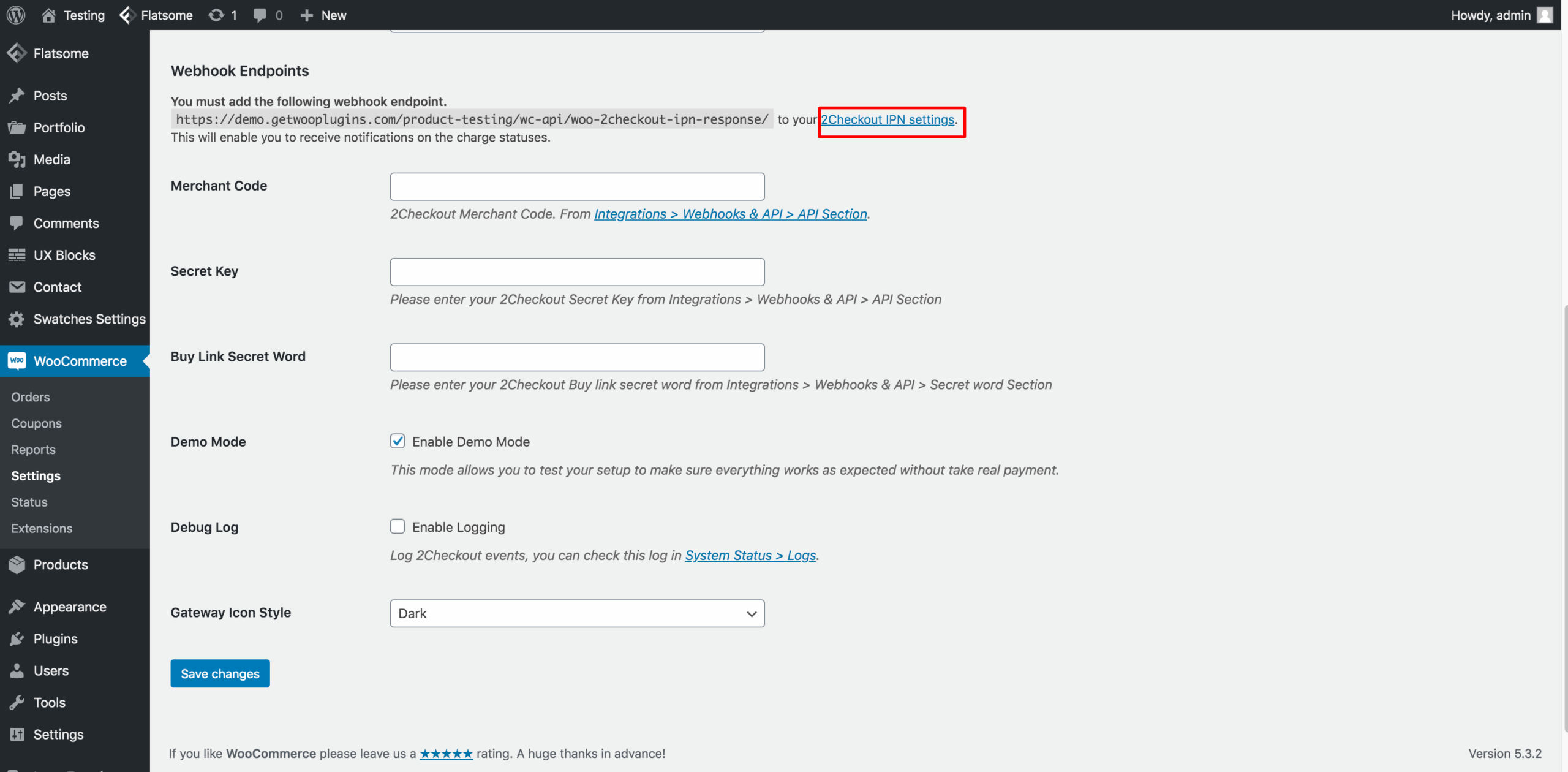 2Checkout IPN settings