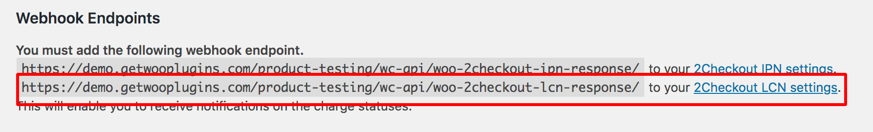2Checkout LCN settings