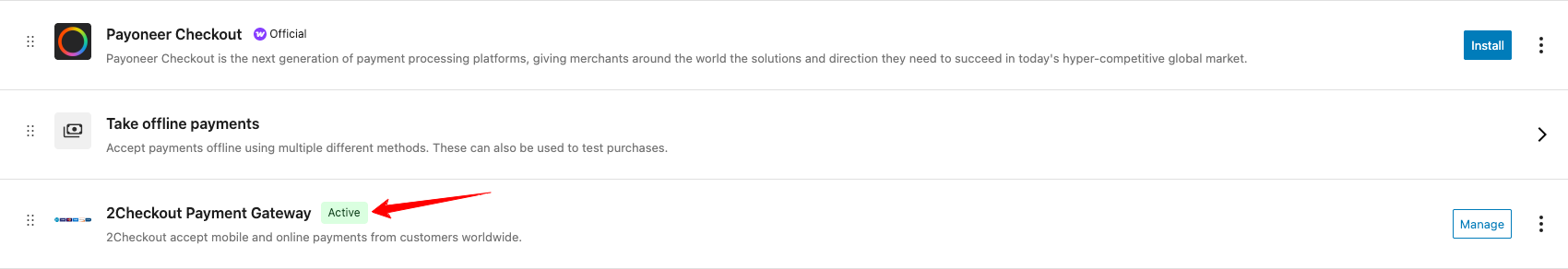 2Checkout Payment Gateway activated