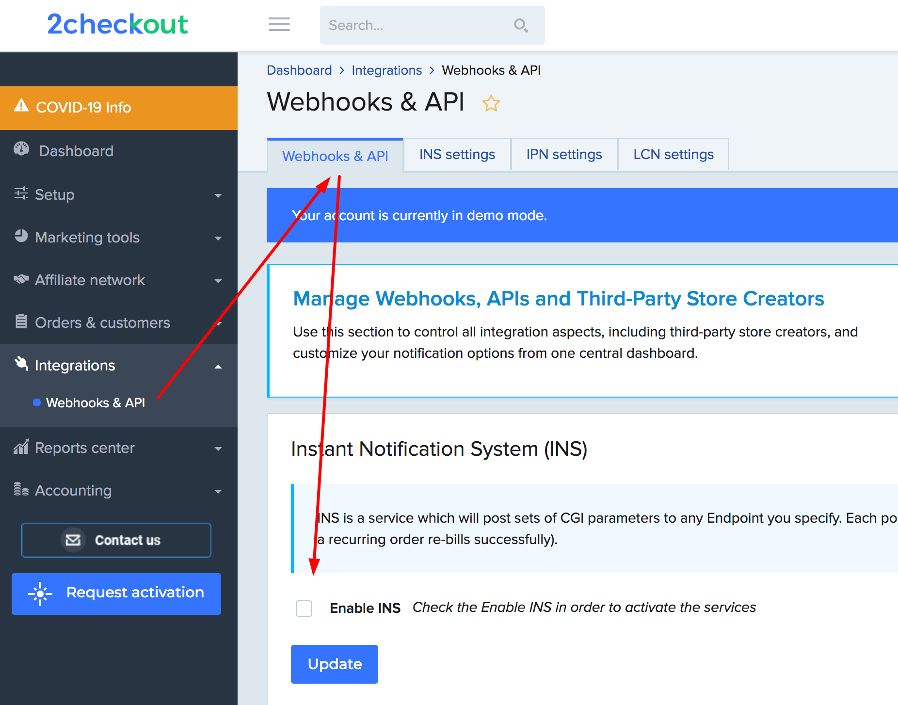 disabling INS settings
