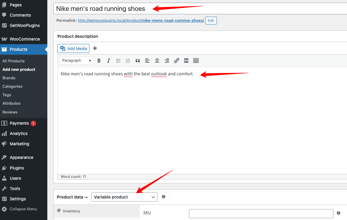 adding new variable product