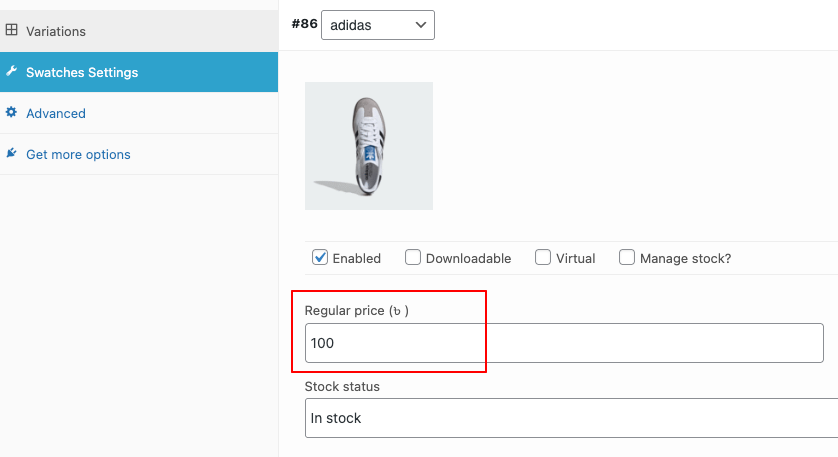 regular price set up